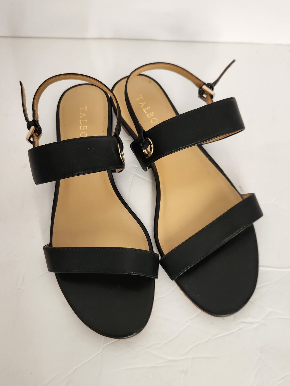 Talbots Black Two-Strap Leather Sandals